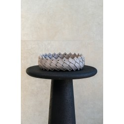 WOVEN LEATHER BASKET - GRAY 